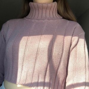 Shein dirty rose/mauve cropped high neck turtleneck sweater